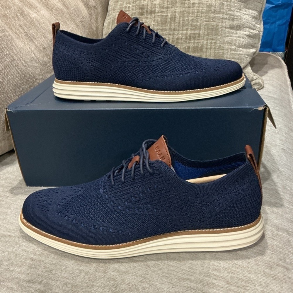 NWT Cole Haan Mens OriginalGrand Stitchlite Wingtip Oxford Navy Ivory Size 11